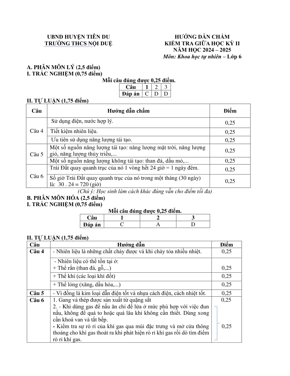 Đề thi Giữa kì 2 KHTN 6 năm 2024-2025 trường THCS Nội Duệ (Bắc Ninh) - trang 6