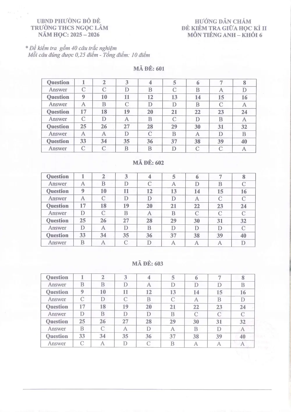 Đề thi Giữa kì 2 Tiếng Anh 6 năm 2025-2026 trường THCS Ngọc Lâm (Hà Nội) - trang 17