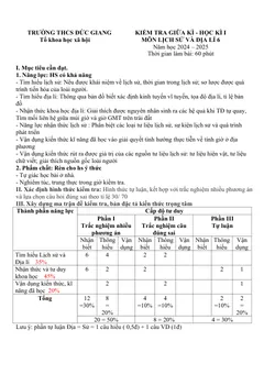 Trang đầu Đề thi Giữa kì 1 Lịch sử và Địa lí 6 năm 2024-2025 trường THCS Đức Giang (Hà Nội)