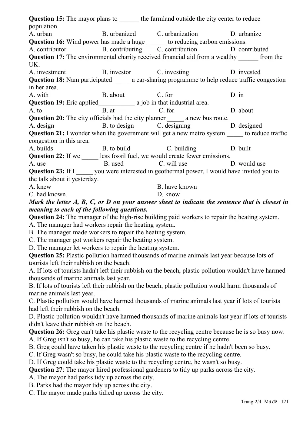 Đề thi Giữa kì 2 Tiếng Anh 12 năm 2025-2026 trường THPT Duy Tân (Quảng Ngãi) - trang 2