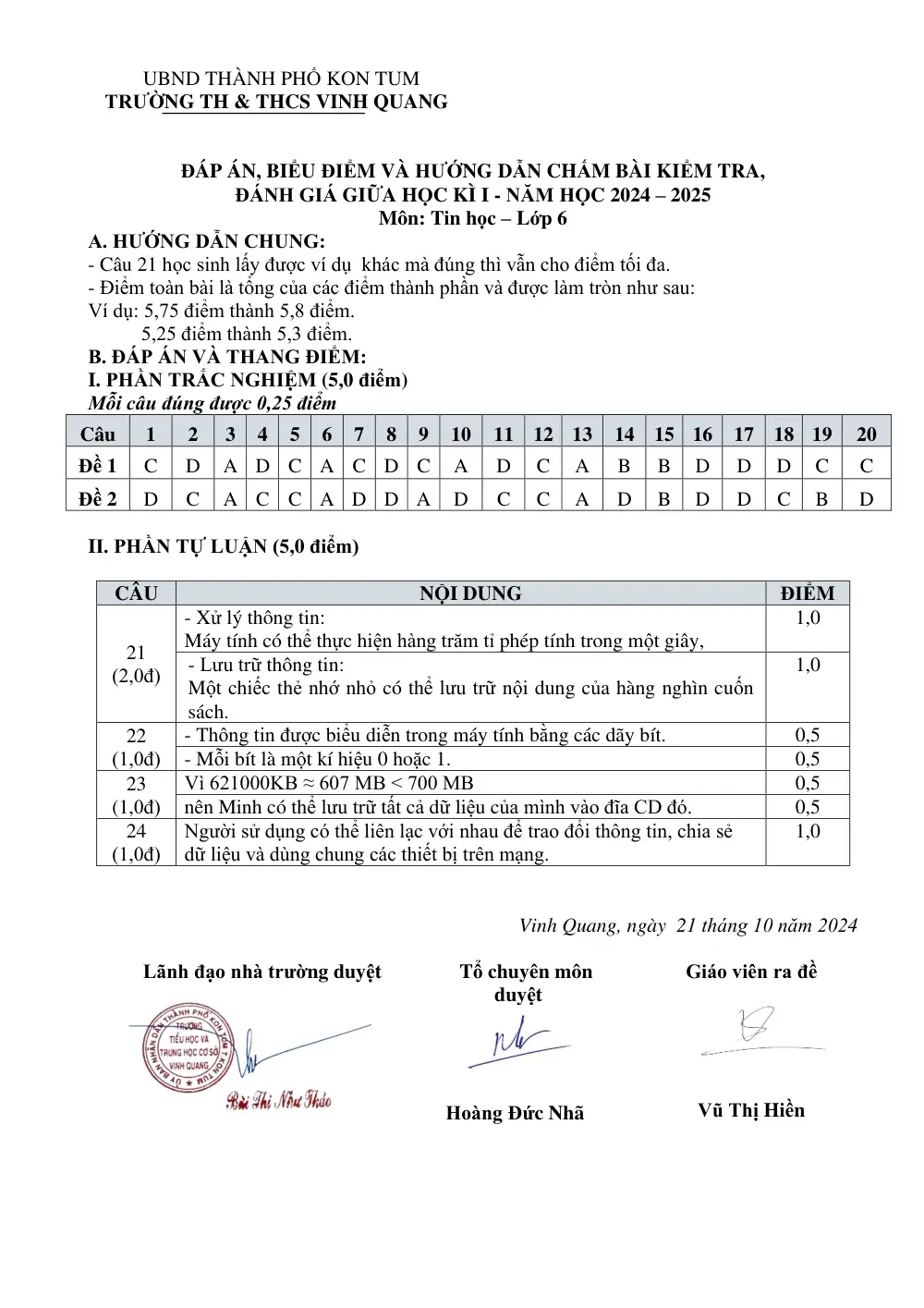 Đề thi Giữa kì 1 Tin học 6 năm 2024-2025 trường TH&THCS Vinh Quang (Kon Tum) - trang 5