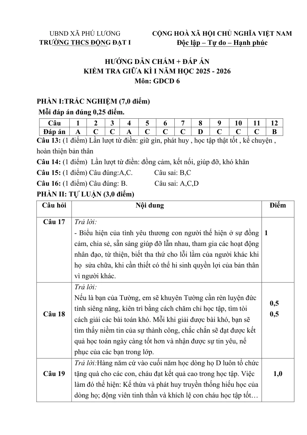 Đề thi Giữa kì 1 GDCD 6 năm 2025-2026 trường THCS Động Đạt 1 (Thái Nguyên) - trang 3