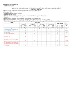 Trang đầu Đề thi Giữa kì 1 KHTN 7 năm 2024-2025 trường TH&THCS Nguyễn Du (Quảng Nam)