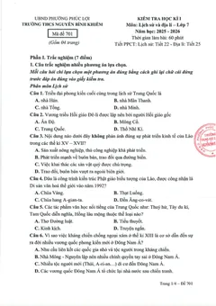 Trang đầu Đề thi Học kì 1 Lịch sử và Địa lí 7 năm 2025-2026 trường THCS Nguyễn Bỉnh Khiêm (Hà Nội)