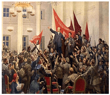 Đại hội Xô viết toàn Nga lần thứ hai (đêm 7/11/1917) tại Điện Xmô-nưi ra tuyên bố thành lập Chính quyền Xô viết do V.I. Lênin đứng đầu