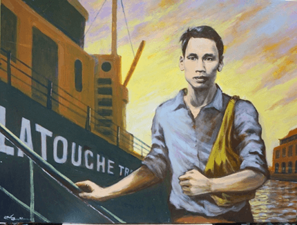 Nguyễn Tất Thành ra đi tìm đường cứu nước (tranh minh họa)