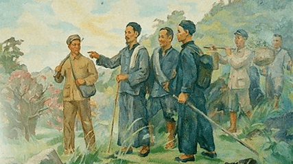 Tranh vẽ minh họa Nguyễn Ái Quốc về nước chỉ đạo cách mạng