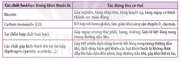 Các thành phần độc hại trong khói thuốc lá