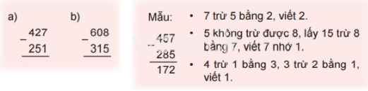 Toán 2 Bài 62 - Phép trừ (có nhớ) trong phạm vi 1 000 - Hình 1