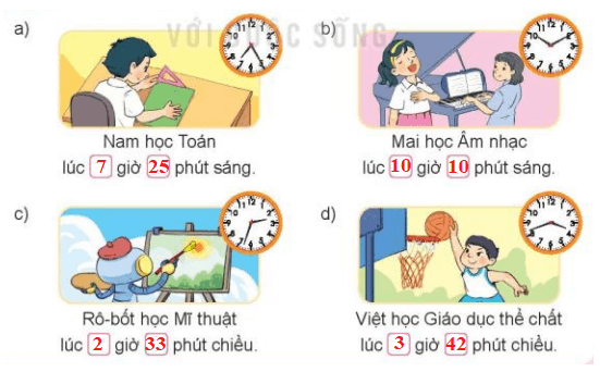 Toán 3 Bài 66 - Xem đồng hồ. Tháng - năm - Hình 2