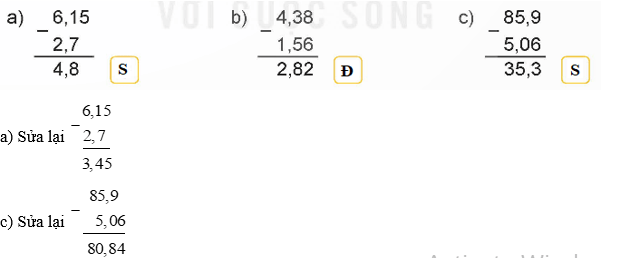 Toán 5 Bài 20 - Phép trừ số thập phân - Hình 3