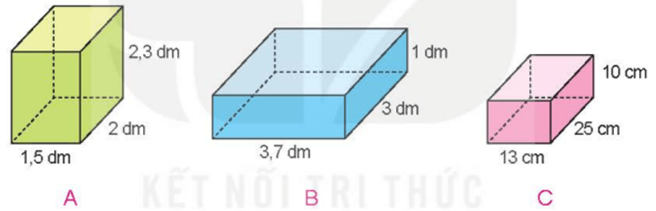 Toán 5 Bài 50 - Diện tích xung quanh và diện tích toàn phần của hình hộp chữ nhật - Hình 2