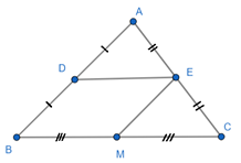 Hình 4: Đường trung bình của tam giác lớp 8 (Lý thuyết Toán 8 Kết nối tri thức) (ảnh 4)