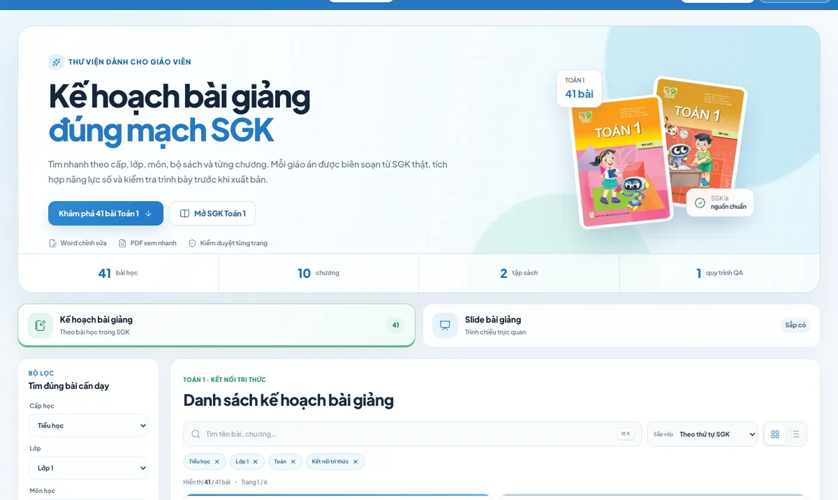 Giao diện Bộ công cụ cho thầy cô trên MasterSchool
